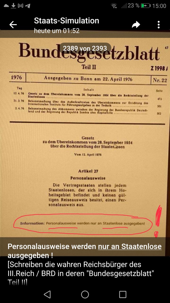 Personalausweise werden nur an Staatenlose ausgegeben!