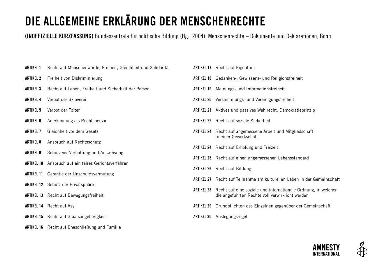 DIE ALLGEMEINE ERKLÄRUNG DER MENSCHENRECHTE